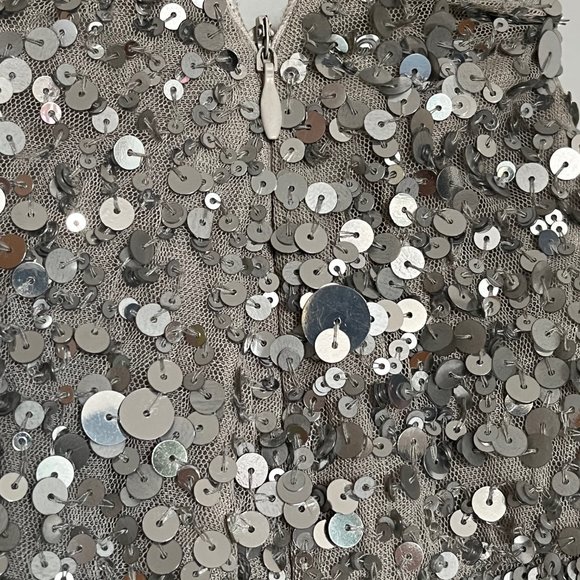 Freebird (Icelandic Designer) I Hand Embroidered Silver Sequined Mini Skirt - Picture 5 of 13